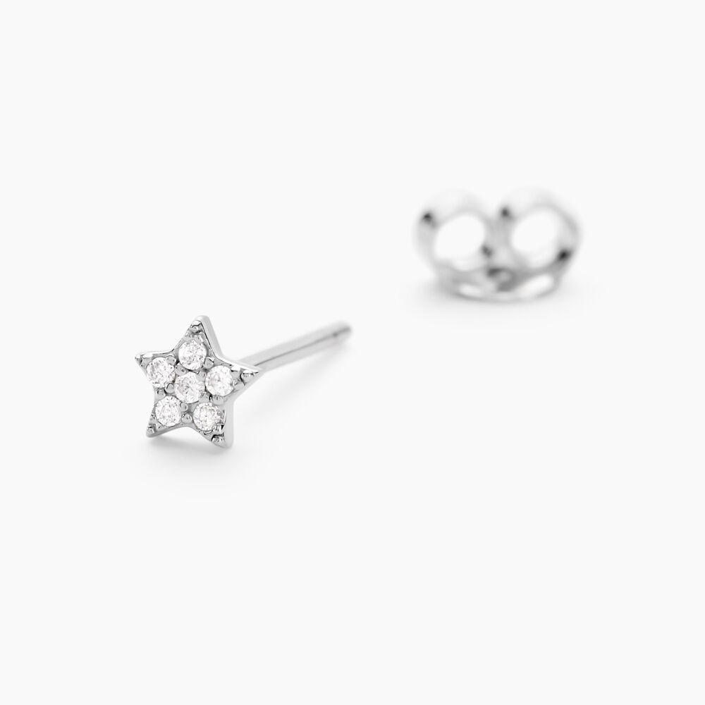 Boucles D'oreilles Puces Ziya Argent Blanc Oxyde De Zirconium - Puces Femme | Marc Orian