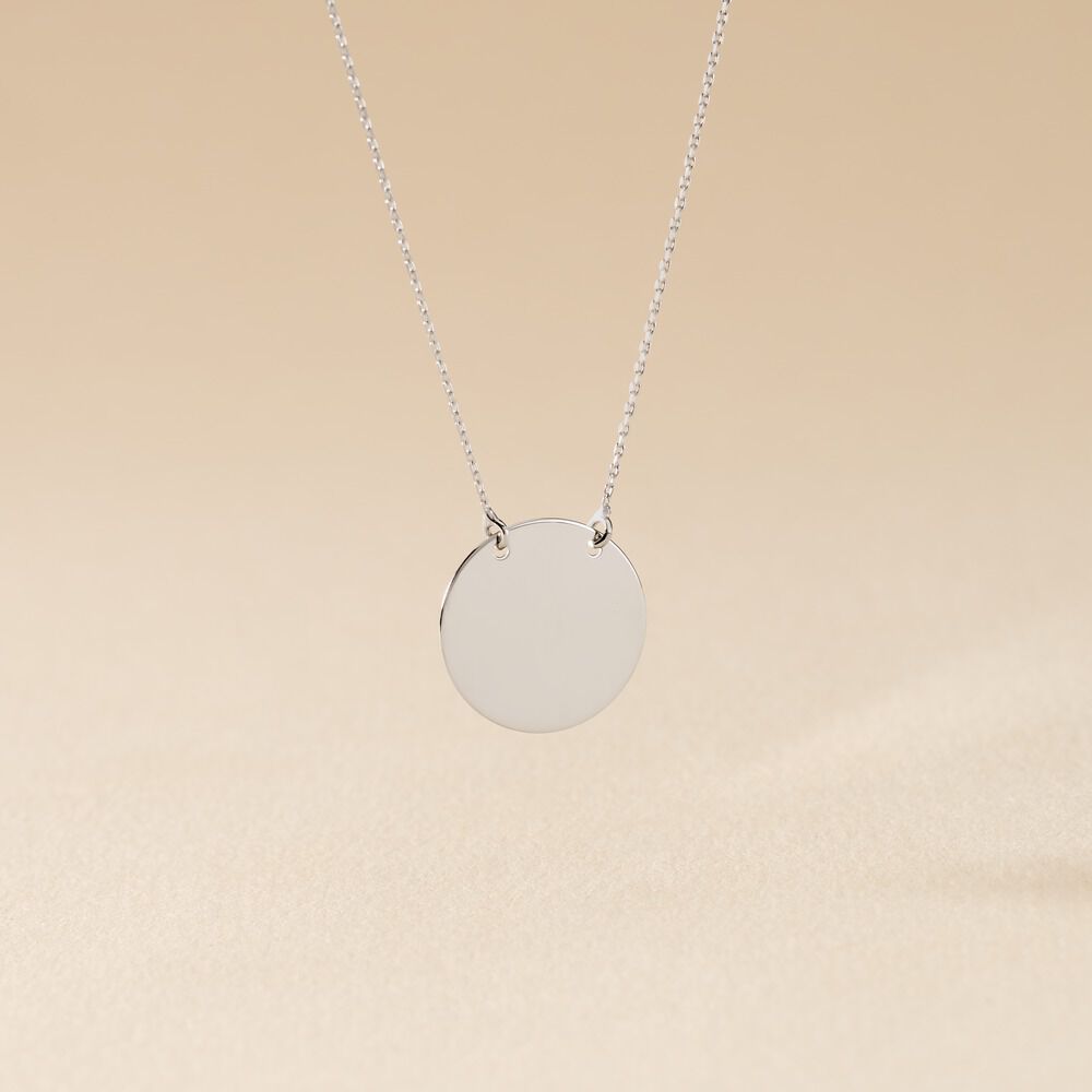 Collier Helenia Pastille Gravable Or Blanc - Bijoux personnalisés Enfant | Marc Orian