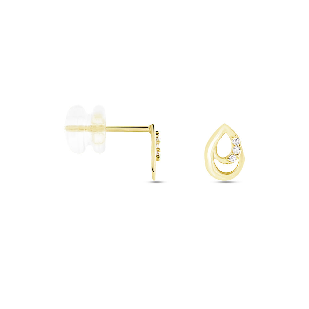 Boucles D'oreilles Puces Helie Goutte Or Jaune Oxyde De Zirconium - Puces Femme | Marc Orian