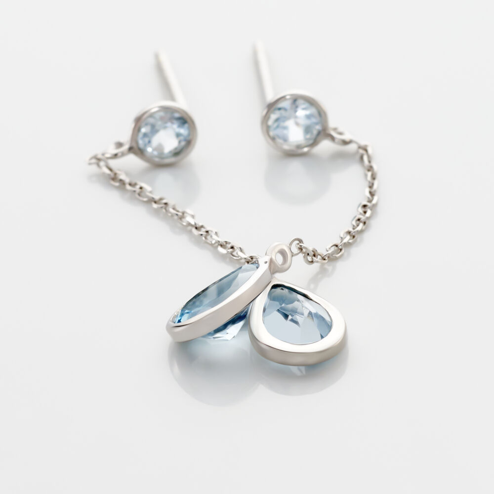 Boucles D'oreilles Pendantes Brenda Or Blanc Topaze - Pendantes Femme | Marc Orian