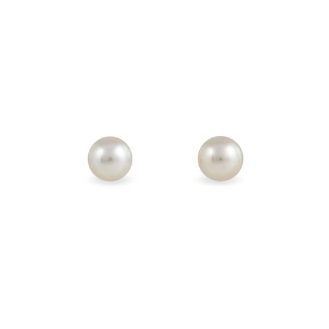 Boucles D'oreilles Puces Suki Rondes Nacres Or Jaune Perle De Culture - Puces Femme | Marc Orian