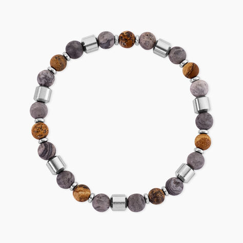 Bracelet Naturel Acier Argent&eacute; Jaspe Africain - Bracelets cha&icirc;nes Homme | Marc Orian