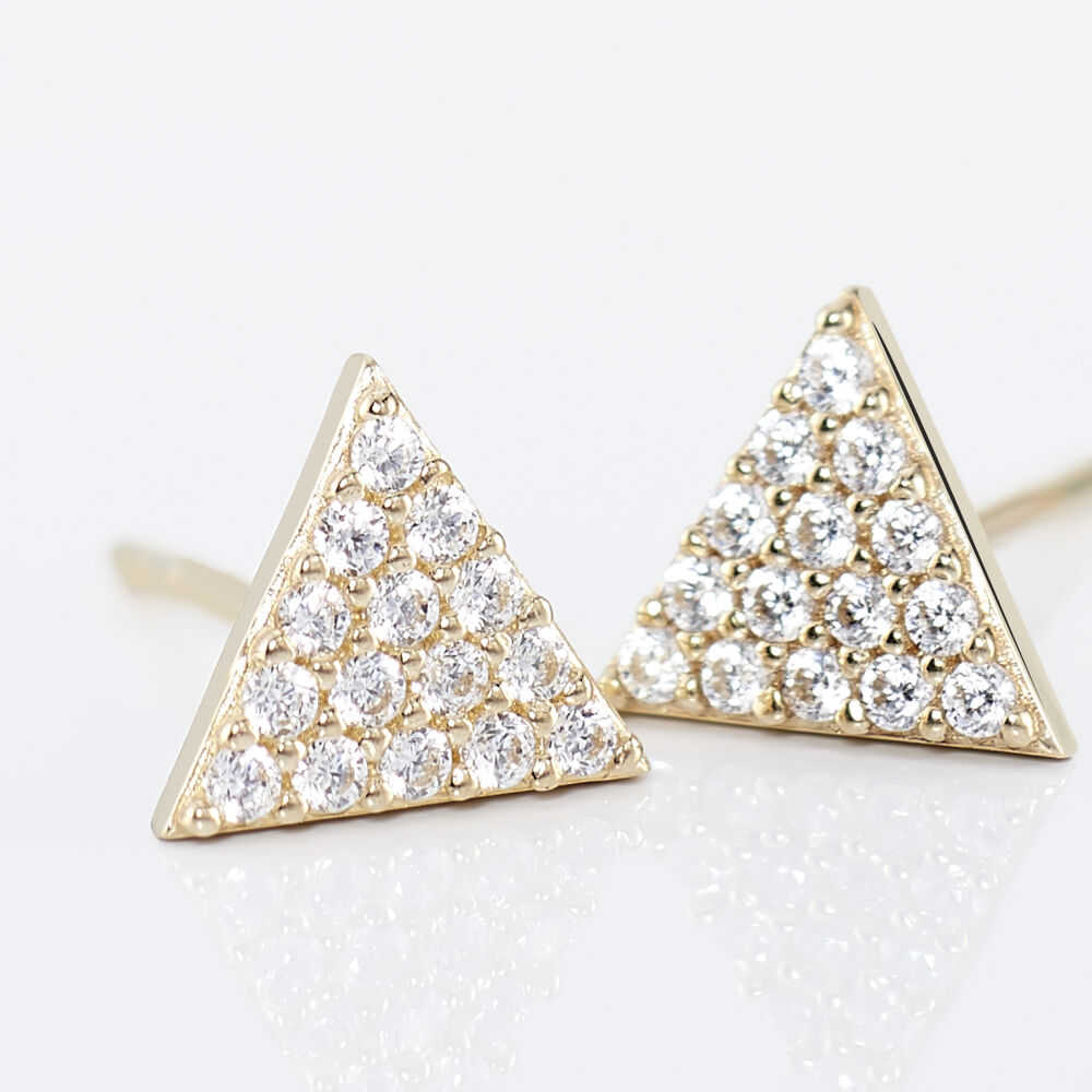 Boucles D'oreilles Puces Eloane Triangle Or Jaune Oxyde De Zirconium - Puces Femme | Marc Orian