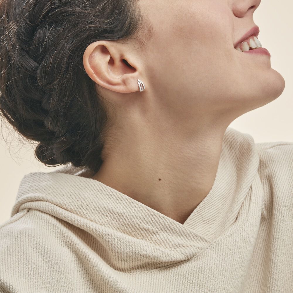 Boucles D'oreilles Puces Aelis Or Blanc Diamant - Puces Femme | Marc Orian
