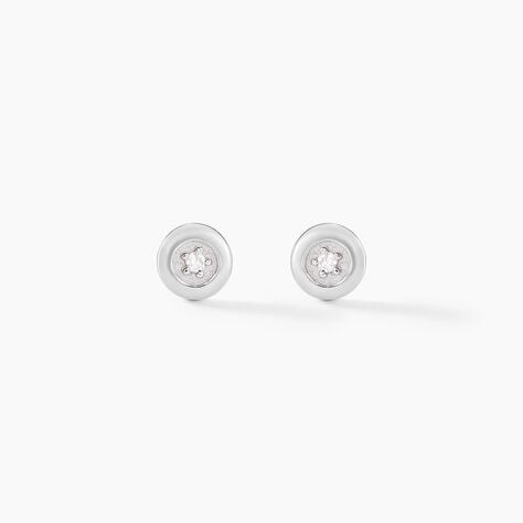 Boucles D'oreilles Puces Fatiana Or Blanc Diamant - Puces Femme | Marc Orian