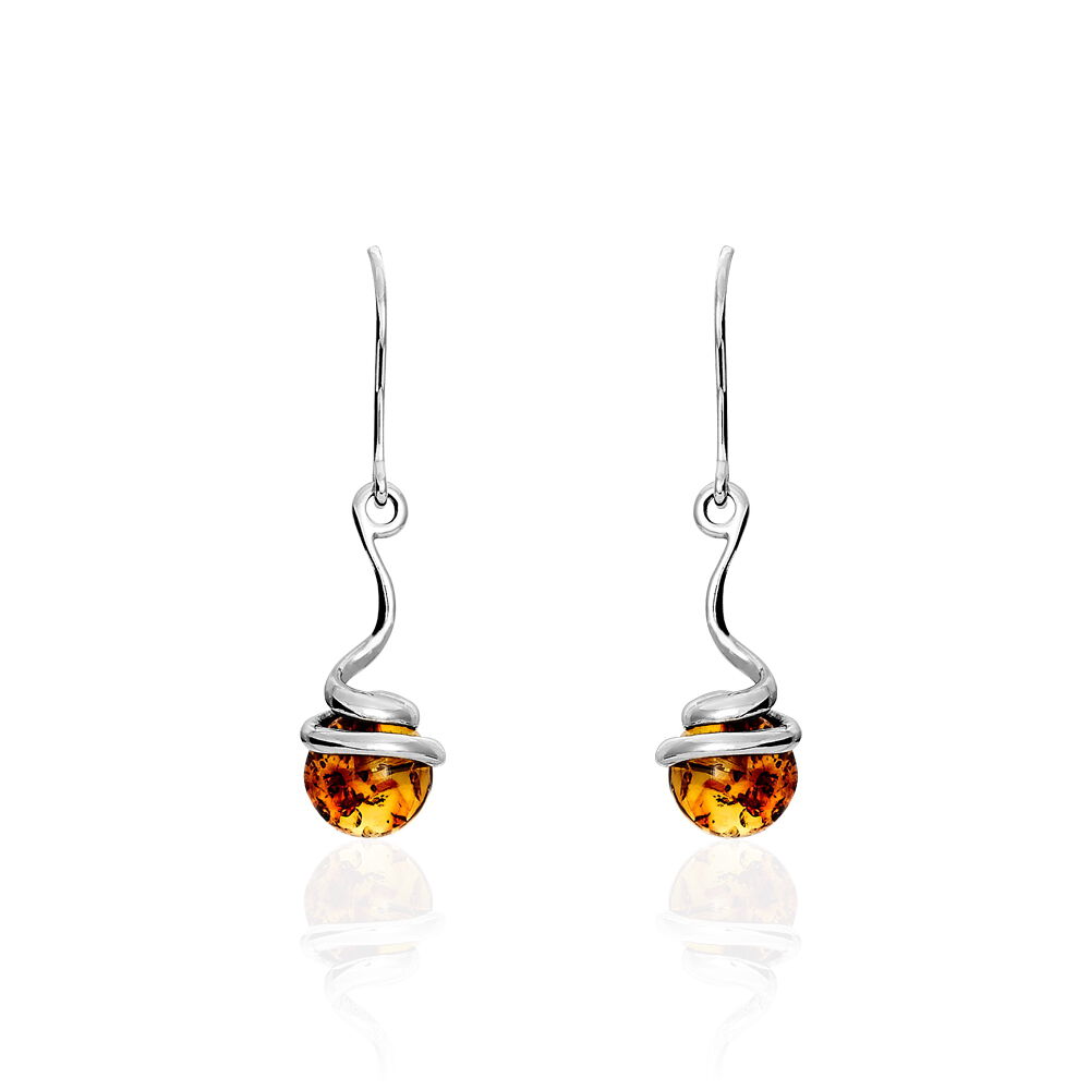 Boucles D'oreilles Pendantes Mariangeae Argent Blanc Ambre - Pendantes Femme | Marc Orian