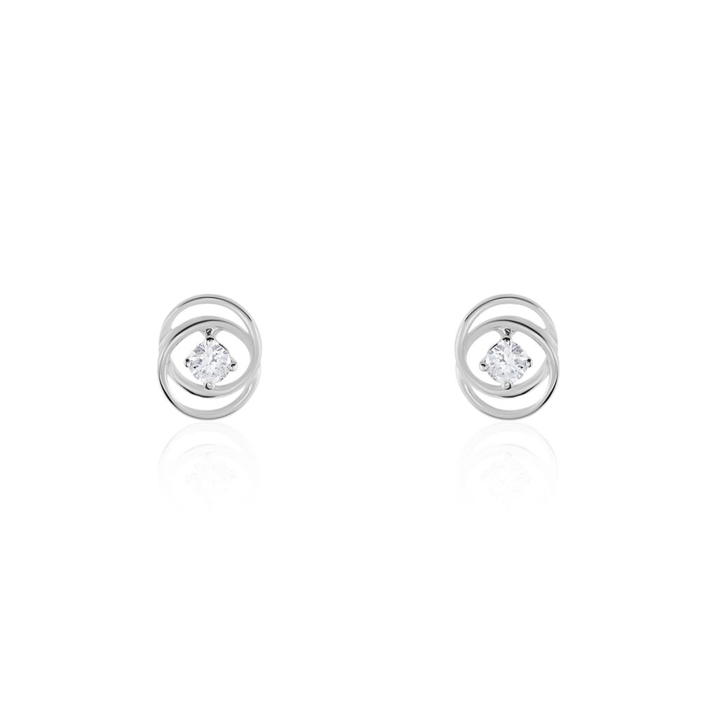 Boucles D'oreilles Puces Nid Amour Or Blanc Diamant - Clous d'oreilles Femme | Marc Orian