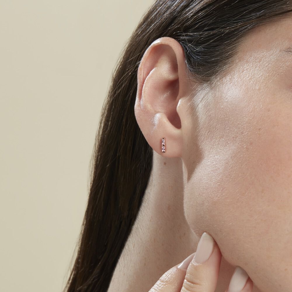 Boucles D'oreilles Puces Andrew Argent Rose Oxyde De Zirconium Rose - Puces Femme | Marc Orian