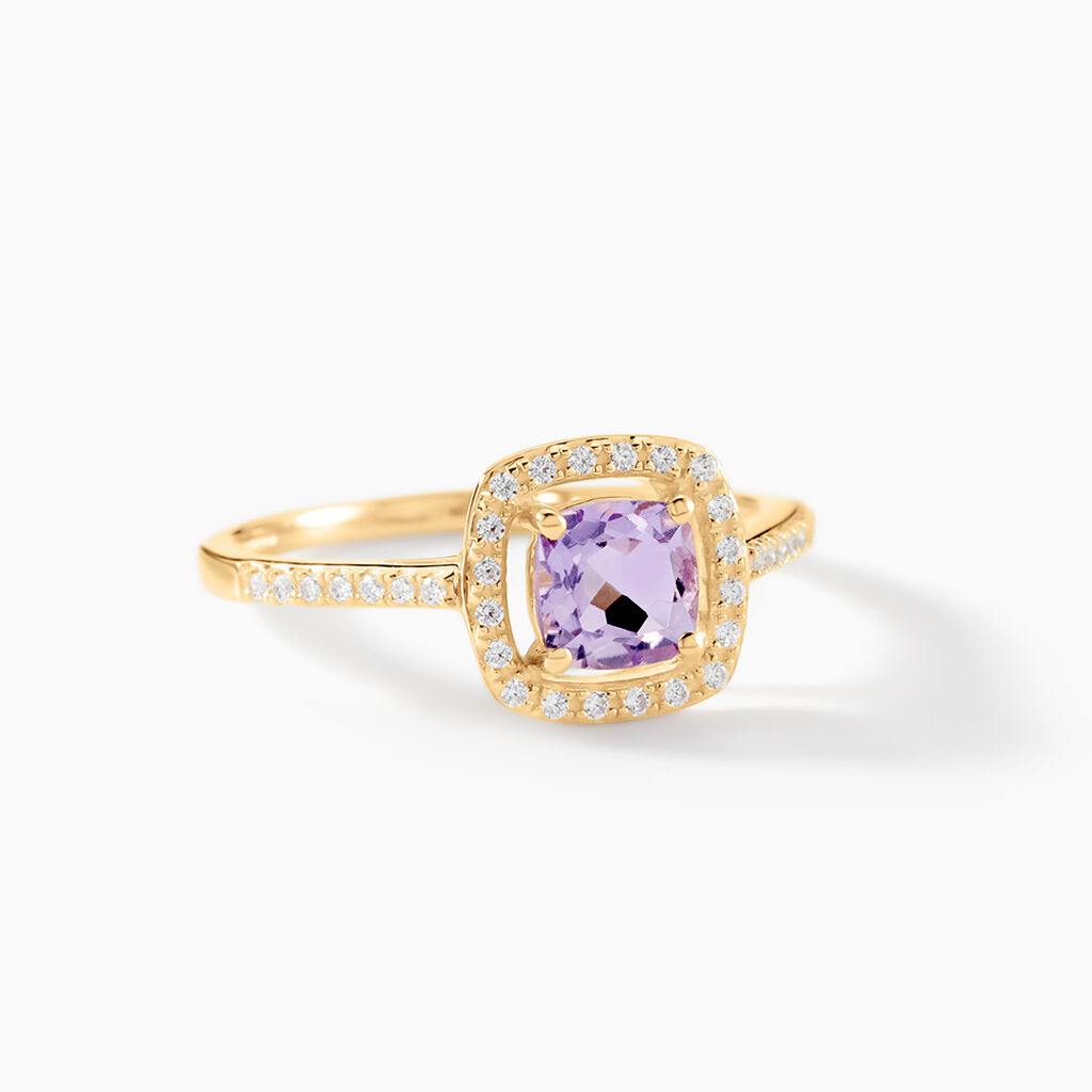 Bague Adrienna Or Jaune Am&eacute;thyste Oxyde De Zirconium - Bagues pierres fines Femme | Marc Orian