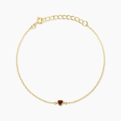 Bracelet Argent Jaune 925/1000 C&oelig;ur Tourmaline Rose Maille Forcat 16+3Cm - Bracelets fantaisie Femme | Marc Orian