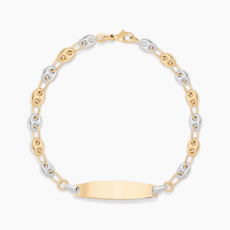 Bracelet Identit&eacute; Evin Maille Grain De Cafe Or Bicolore - Gourmettes Enfant | Marc Orian