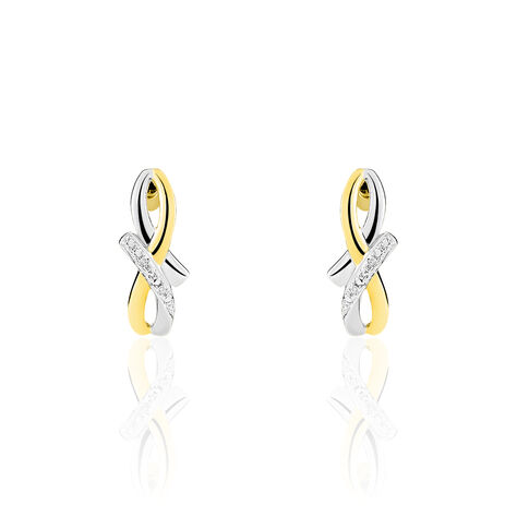 Boucles D'oreilles Puces Soukayna Or Bicolore Diamant - Boucles d'oreilles pierres précieuses Femme | Marc Orian