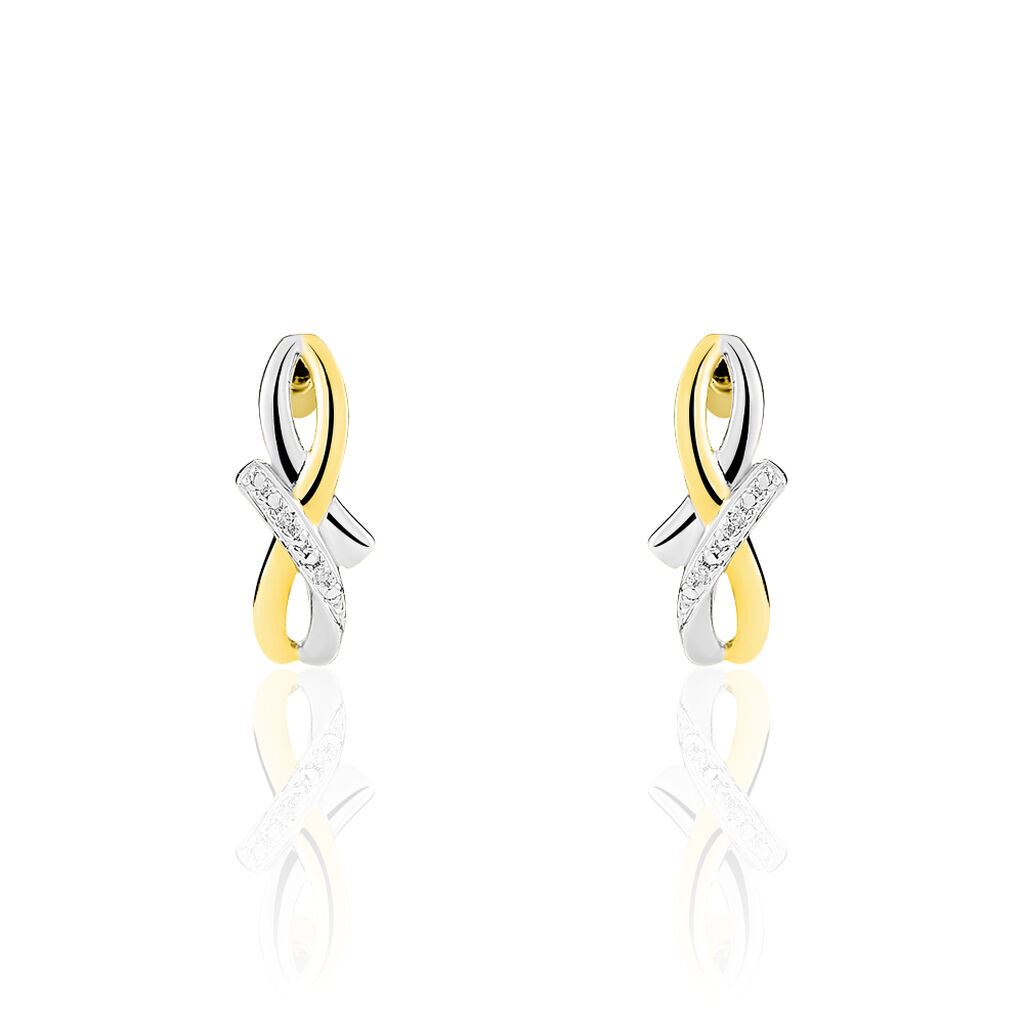 Boucles D'oreilles Puces Soukayna Or Bicolore Diamant - Boucles d'oreilles pierres précieuses Femme | Marc Orian