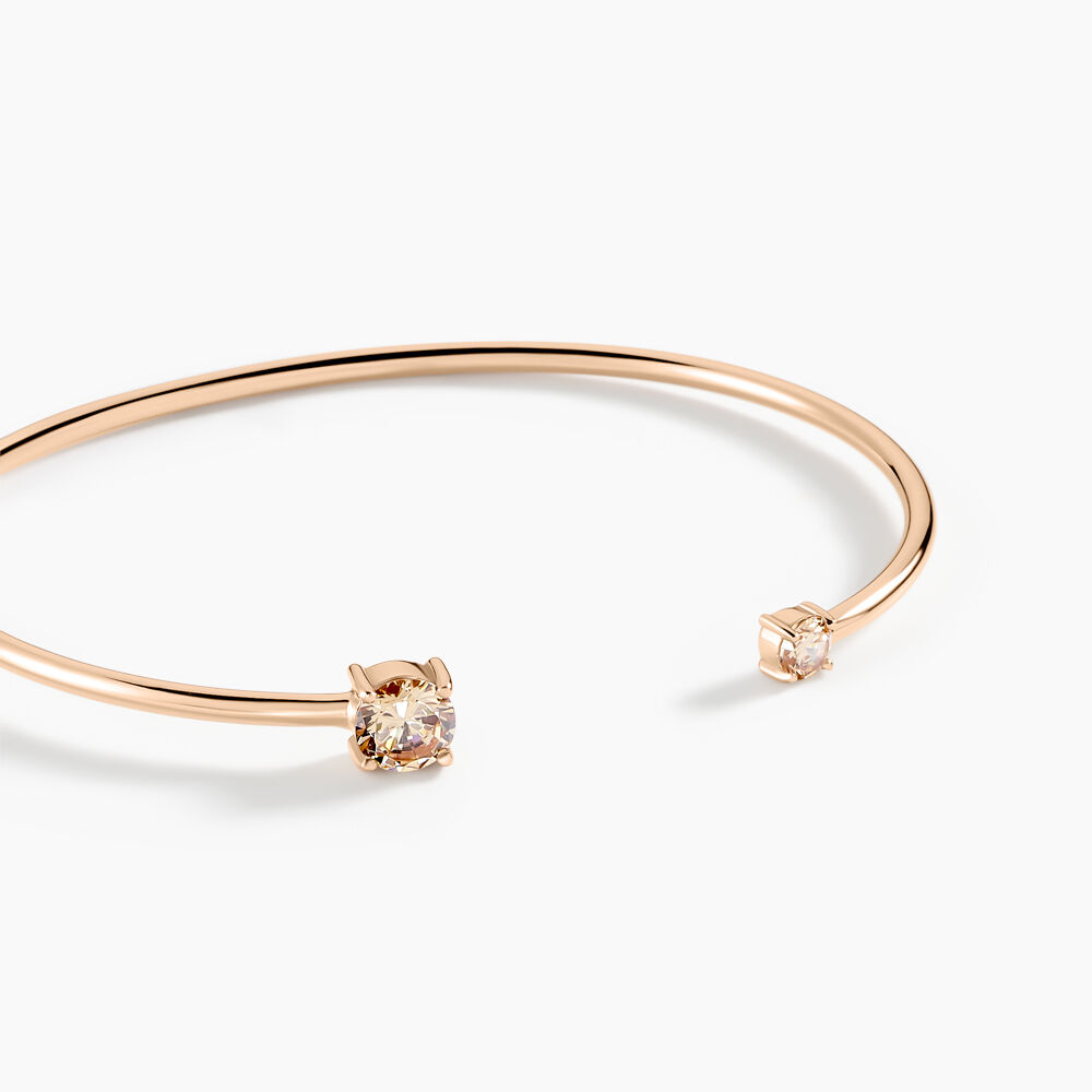 Bracelet Jonc Argent 925 Rhodié - Zircon Rose Baroque | Neuf Avec Étiquettes