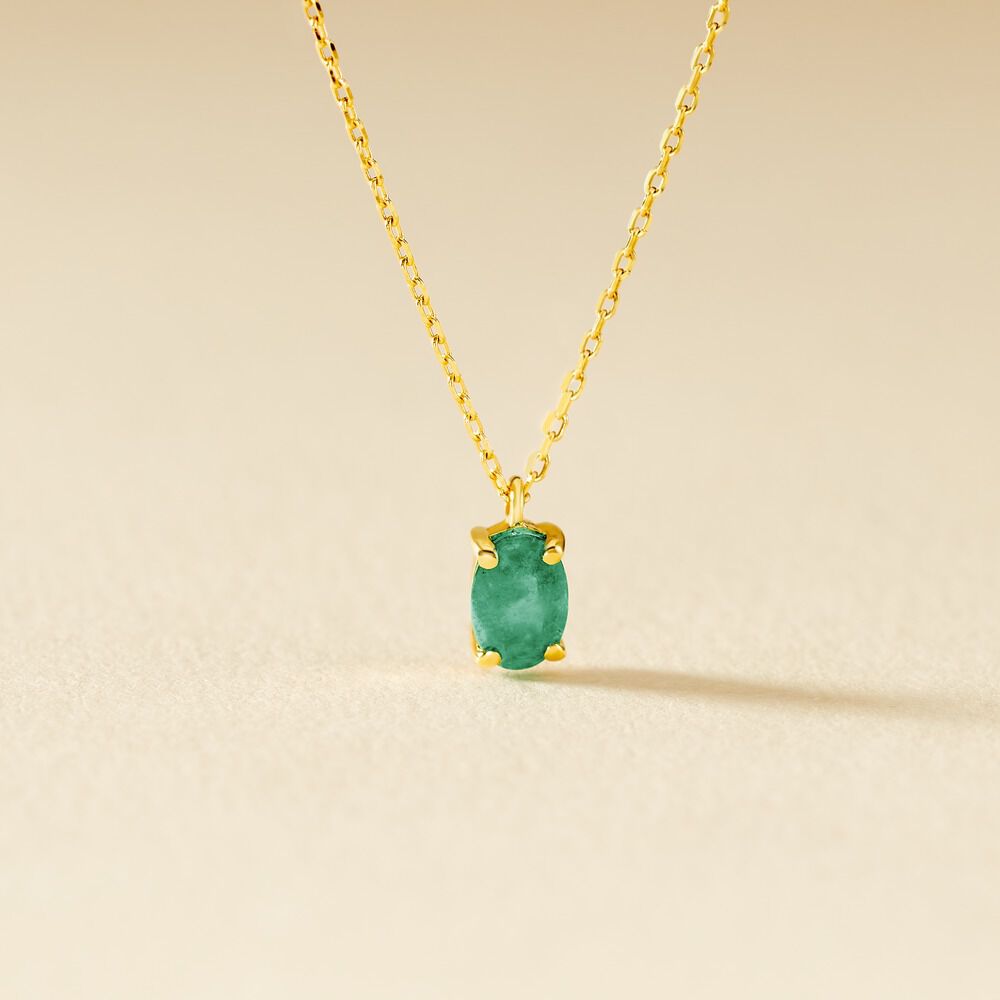 Collier Ovale Or Jaune Emeraude - Colliers avec pierres Femme | Marc Orian
