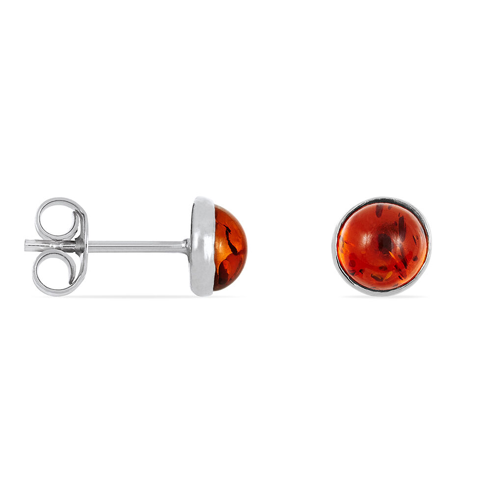 Boucles D'oreilles Puces Brunhild Argent Blanc Ambre - Puces Femme | Marc Orian