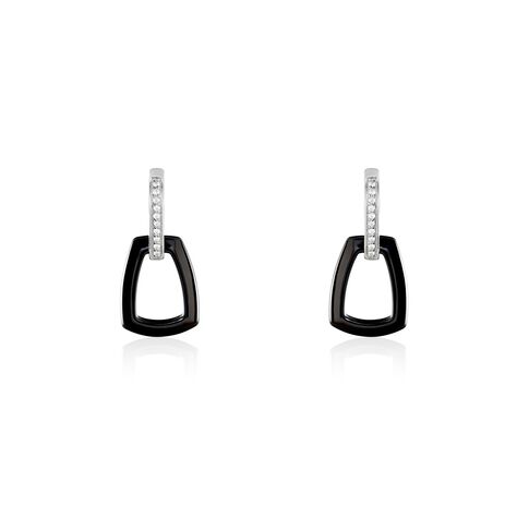 Boucles D'oreilles Pendantes Ezra Argent Blanc Céramique Et Oxyde - Pendantes Femme | Marc Orian