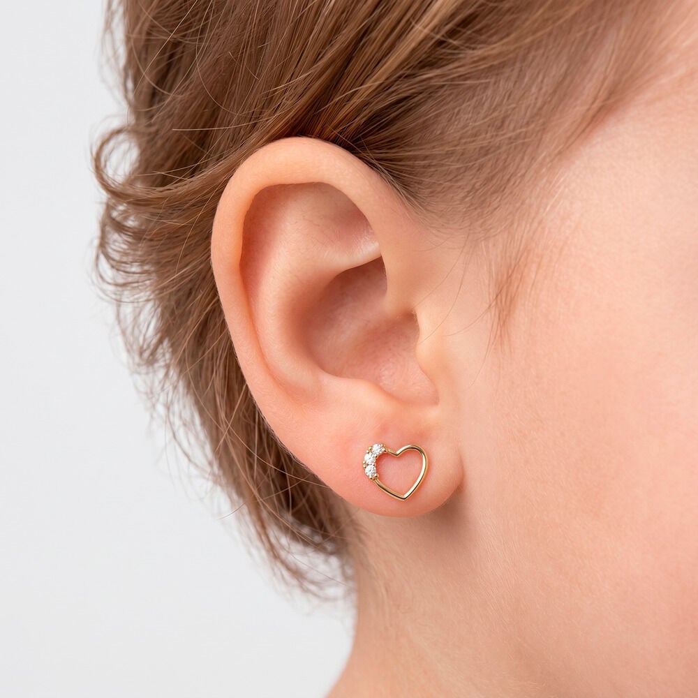Boucles D'oreilles Puces Camomille Or Jaune Oxyde De Zirconium - Puces Enfant | Marc Orian
