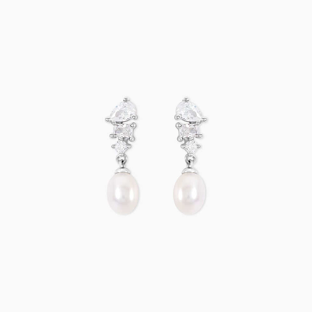 Boucles D'Oreilles Pendantes Elea Argent Blanc Perle De Culture Oxyde De Zirconium - Pendantes Femme | Marc Orian