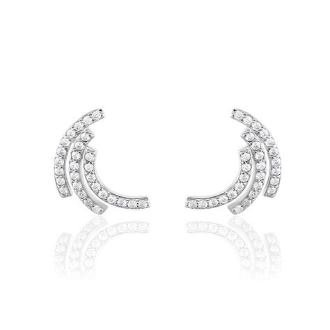 Boucles D'oreilles Puces Augustus Argent Blanc Oxyde De Zirconium - Clous d'oreilles Femme | Marc Orian