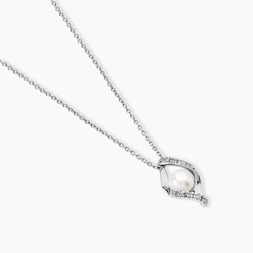 Collier Laurene Argent Blanc Perle De Culture Et Oxyde De Zirconium - Colliers avec pierres Femme | Marc Orian