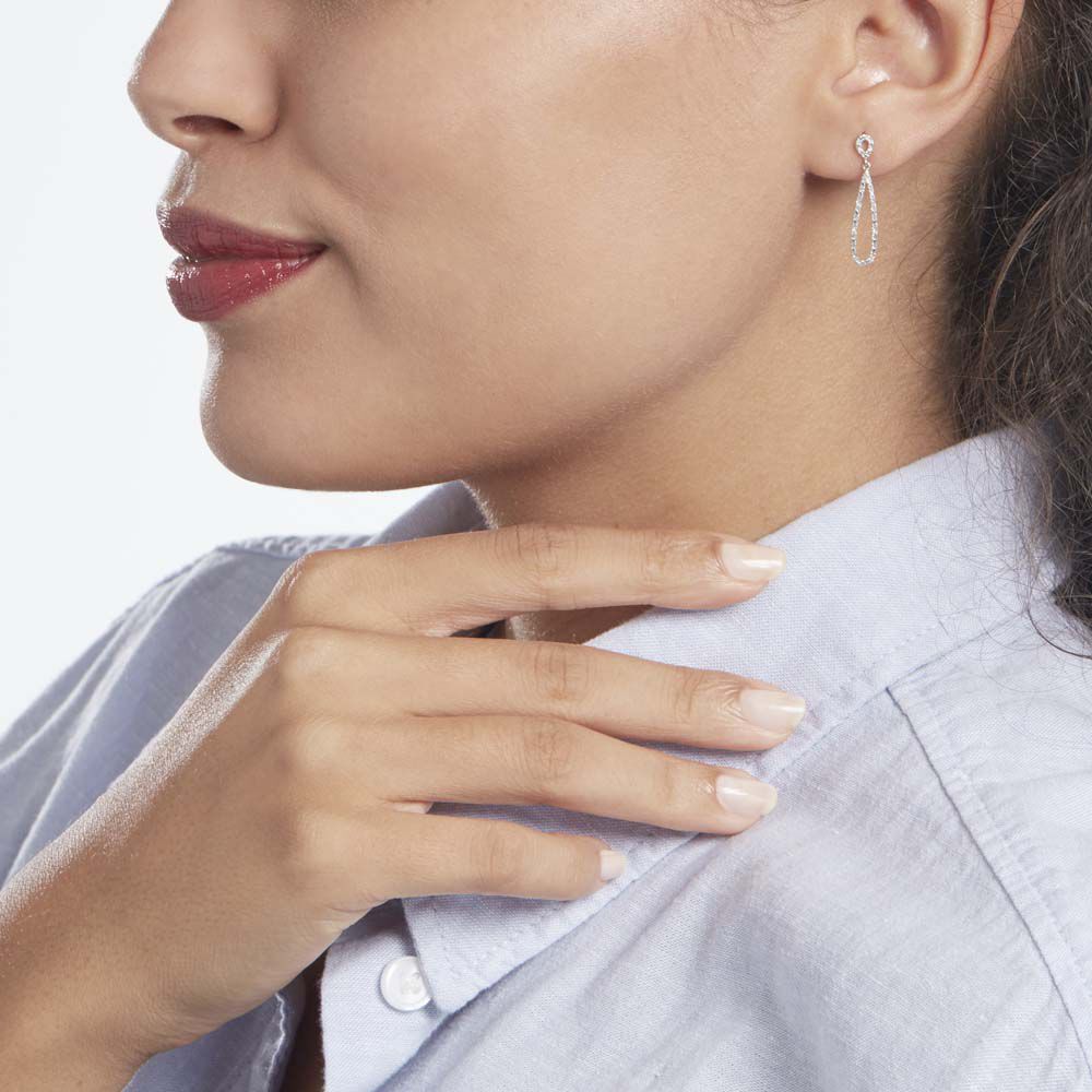 Boucles D'oreilles Pendantes Or Blanc Diamants - Pendantes Femme | Marc Orian