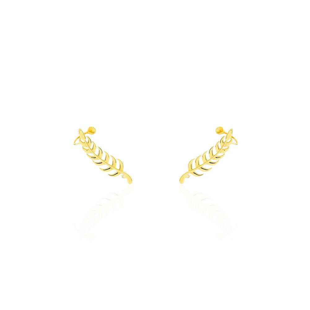 Boucles D'oreilles Grimpantes Eponine Plume Or Jaune - Piercings d'oreilles Femme | Marc Orian