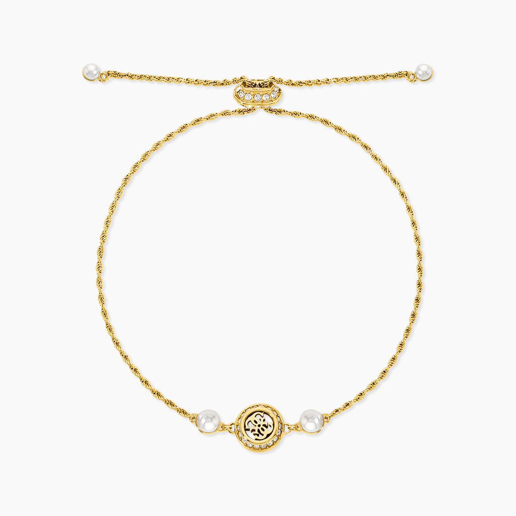 Bracelet Guess Tiny Pearly Acier Jaune Oxyde De Zirconium Perle D'Imitation - Bracelets cha&icirc;nes Femme | Marc Orian