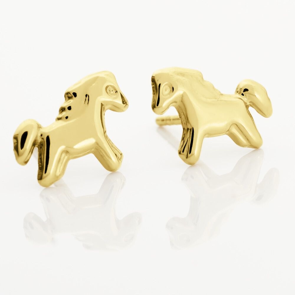 Boucles D'oreilles Puces Freyia Cheval Or Jaune - Puces Enfant | Marc Orian