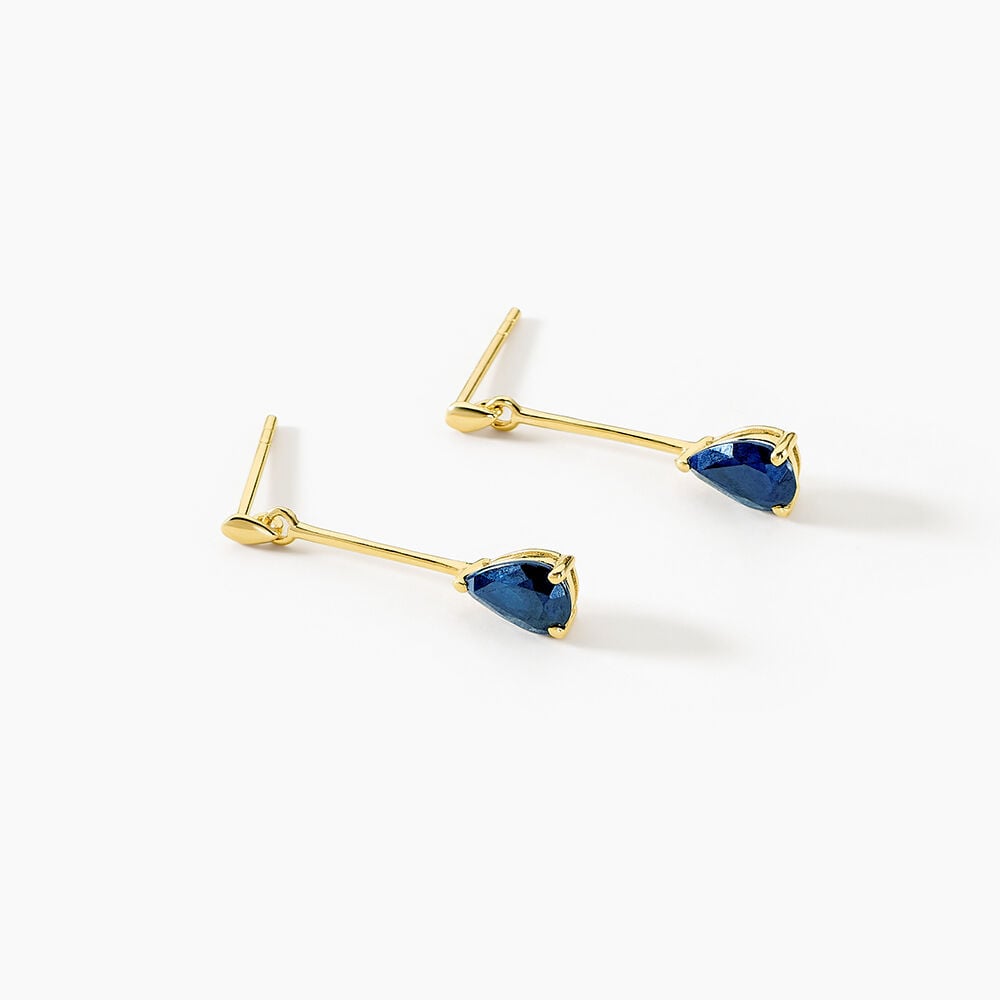 Boucles D'oreilles Pendantes Goutte Or Jaune Saphir - Pendantes Femme | Marc Orian