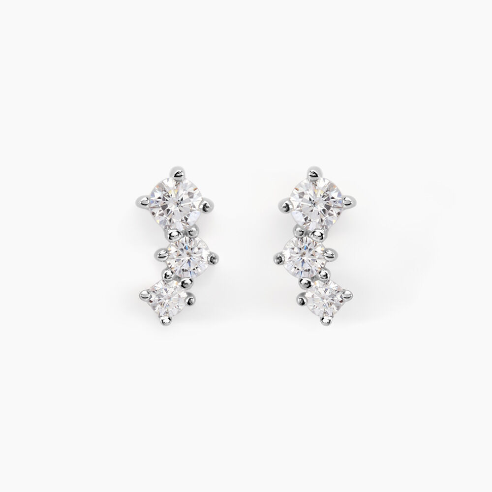 Boucles D'oreilles Puces Kyoto Or Blanc Oxyde De Zirconium - Puces Femme | Marc Orian