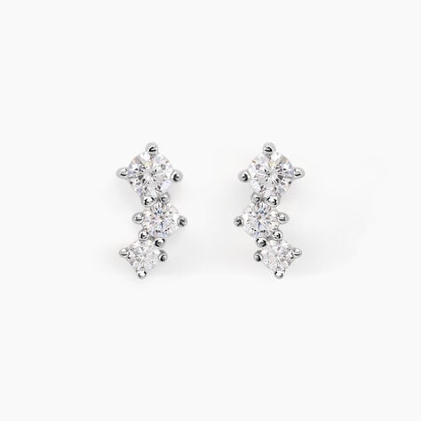 Boucles D'oreilles Puces Kyoto Or Blanc Oxyde De Zirconium - Puces Femme | Marc Orian