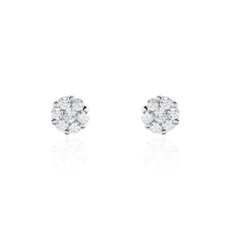 Boucles D'oreilles Puces Eleanor Fleur Or Blanc Oxyde De Zirconium - Clous d'oreilles Femme | Marc Orian