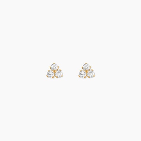 Boucles D'oreilles Puces Or Jaune Oxydes De Zirconium - Puces Femme | Marc Orian