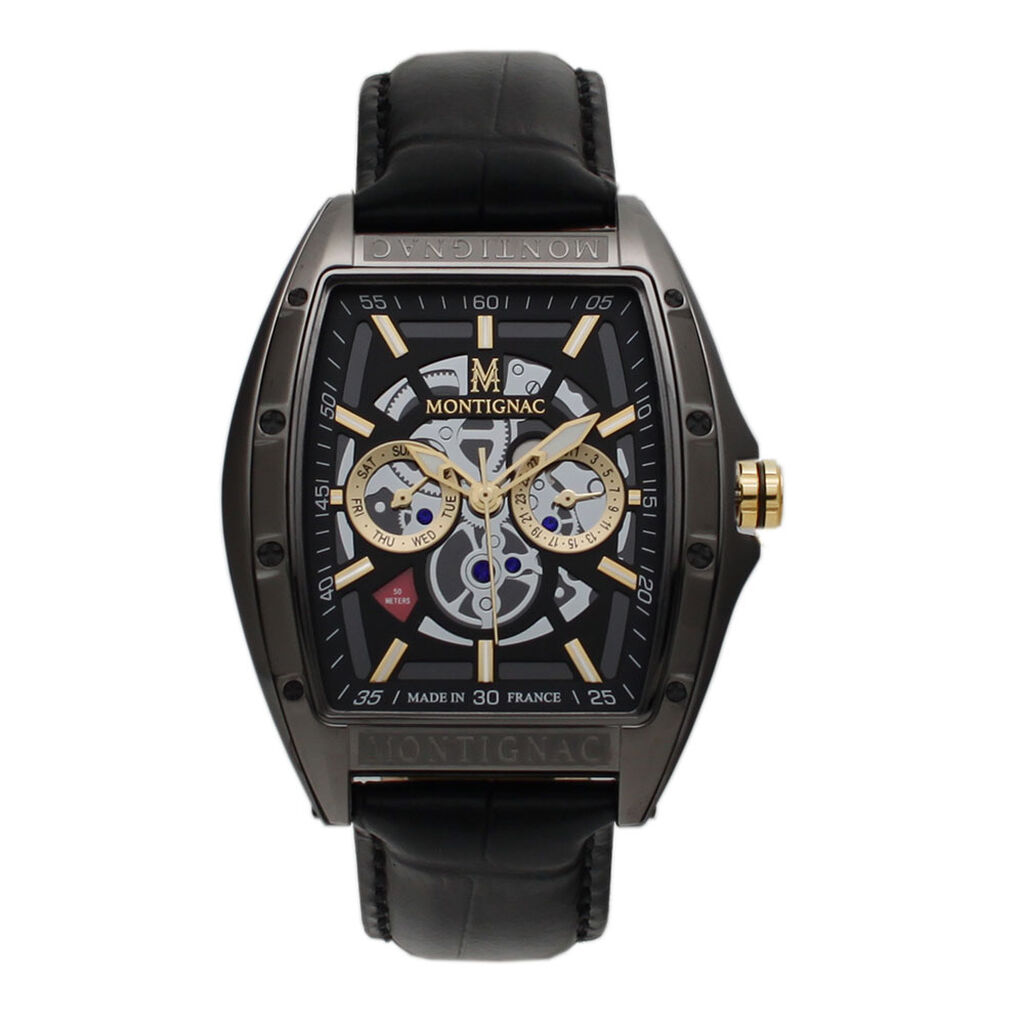 Montre Montignac Tonneau Noir - Montres étanches Homme | Marc Orian