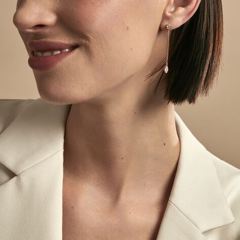 Boucles D'oreilles Pendantes Kenta Argent Rose Oxyde De Zirconium - Boucles d'oreilles Pendantes Femme | Marc Orian