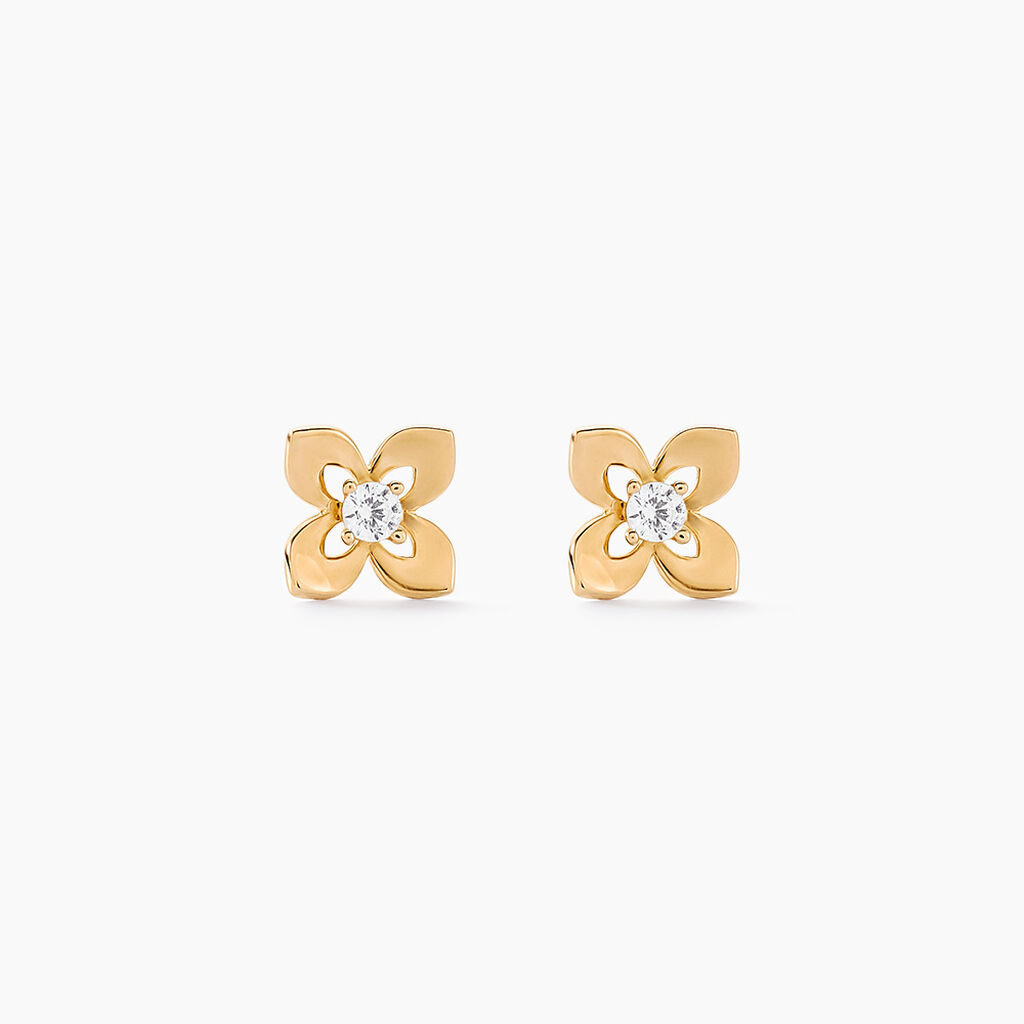 Boucles D'oreilles Puces Netuno Or Jaune Oxyde De Zirconium - Puces Femme | Marc Orian