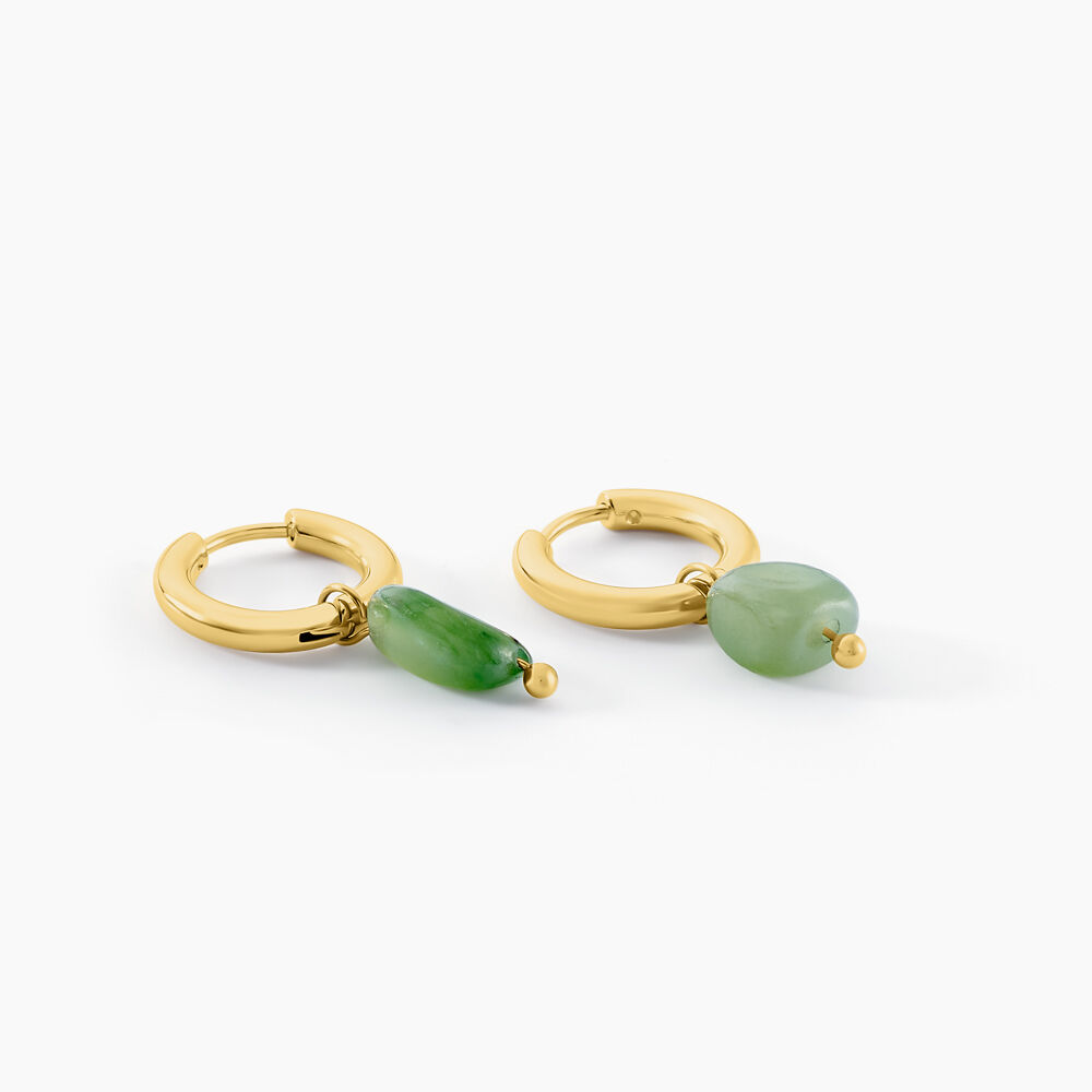 Créoles Acier Doré Malachite - Créoles Femme | Marc Orian