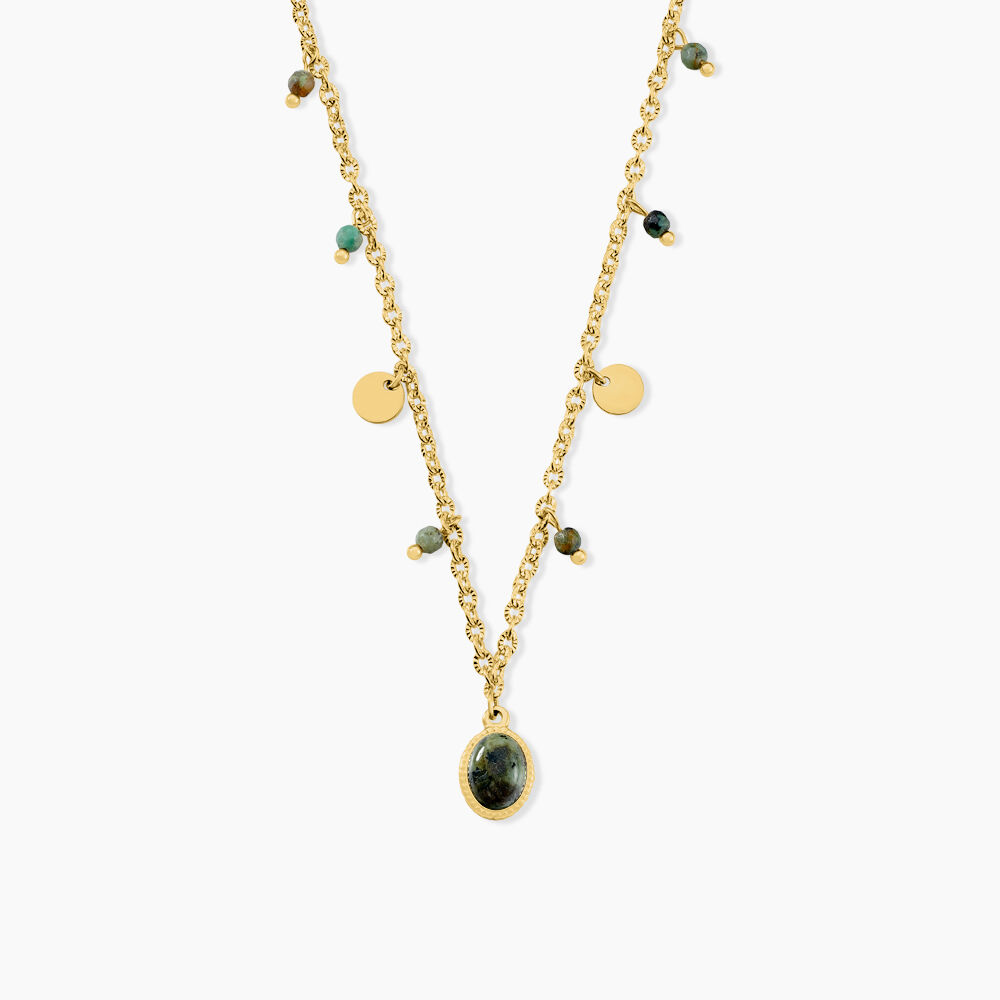Collier Athena Acier Jaune Turquoise - Colliers avec pierres Femme | Marc Orian