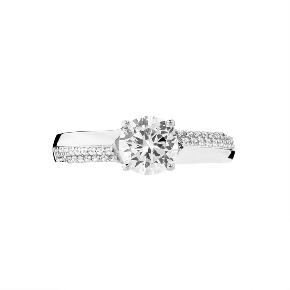 Bague Solitaire Messine Or Blanc Oxyde De Zirconium - Solitaires Femme | Marc Orian
