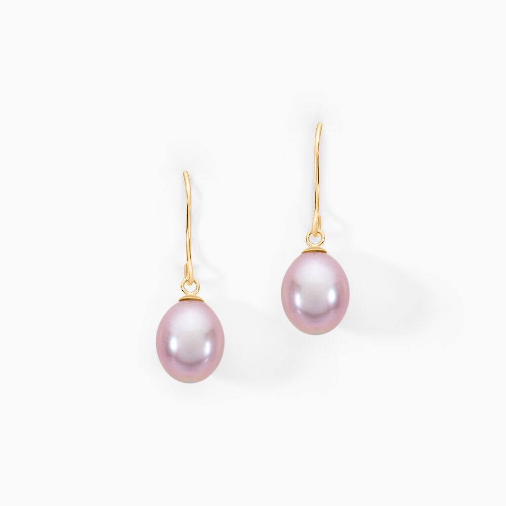 Boucles D'oreilles Pendantes Rose Or Jaune Perle De Culture - Boucles d'oreilles mariage Femme | Marc Orian