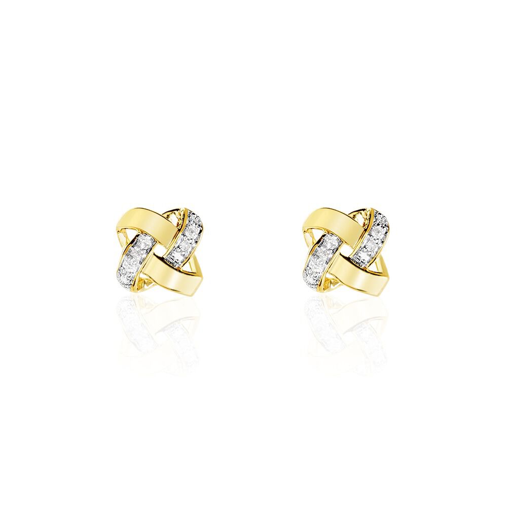 Boucles D'oreilles Puces Nyree Or Jaune Diamant - Puces Femme | Marc Orian