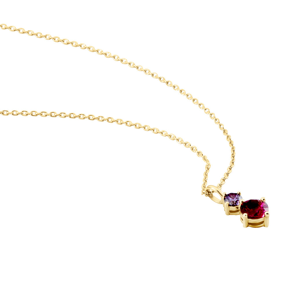 Collier Plaqué Or Jaune Janviere Pierres Artificielles Rose/violette - Colliers avec pierres Femme | Marc Orian
