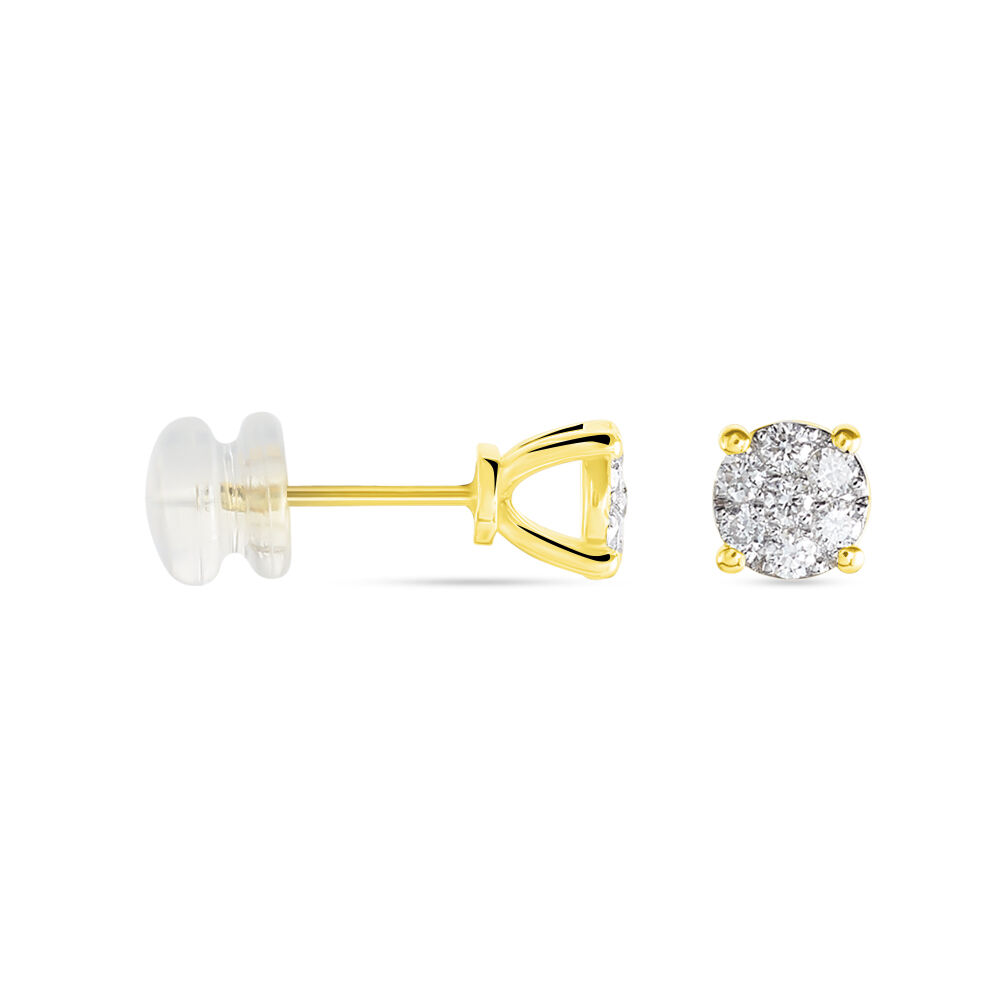 Boucles D'oreilles Puces Charlene Or Jaune Diamant Synthetique - Puces Femme | Marc Orian
