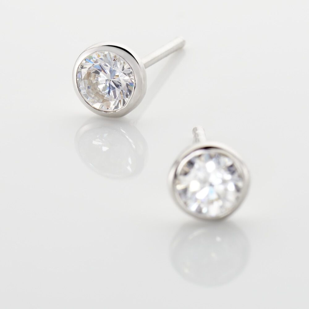 Boucles D'oreilles Pendantes Abha Argent Blanc Oxyde De Zirconium - Puces Femme | Marc Orian