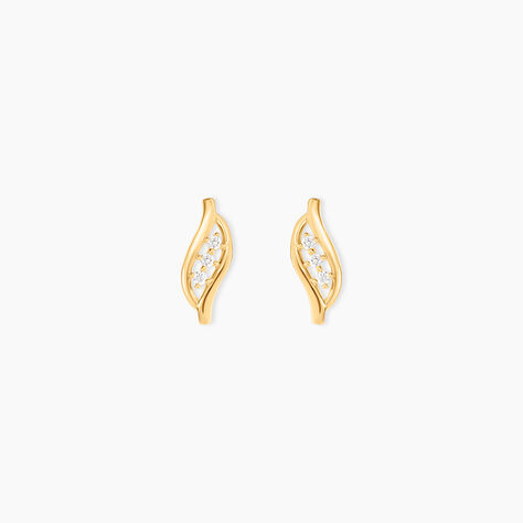 Boucles D'oreilles Puces Caline Or Jaune Diamant - Puces Femme | Marc Orian