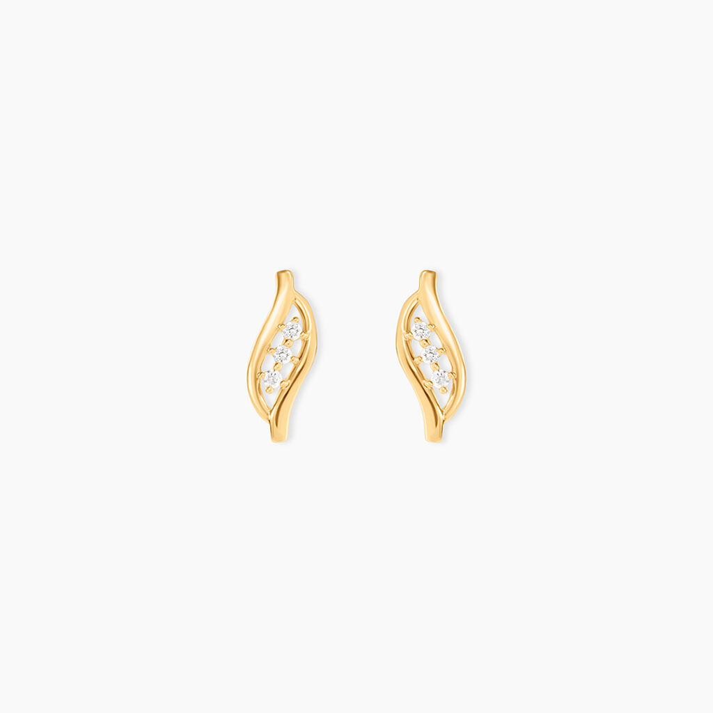 Boucles D'oreilles Puces Caline Or Jaune Diamant - Puces Femme | Marc Orian