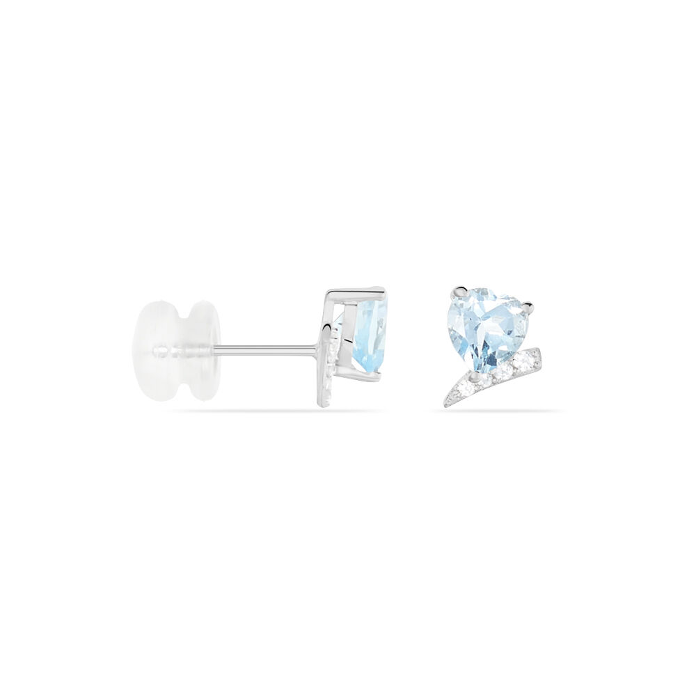 Boucles D'oreilles Puces Eva Or Blanc Topaze Et Oxyde De Zirconium - Puces Femme | Marc Orian