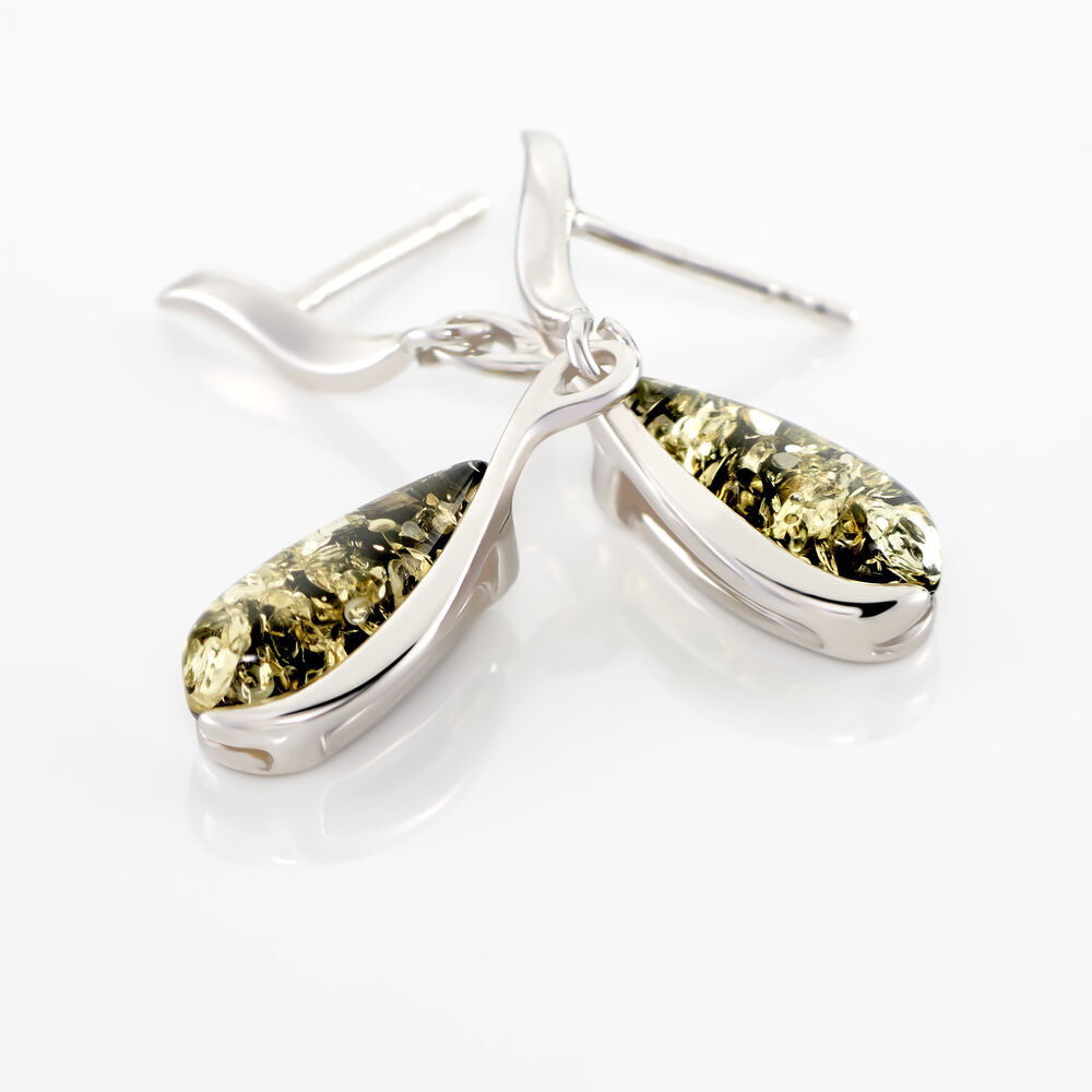 Boucles D'oreilles Pendantes Argent Blanc Odilon Ambre - Pendantes Femme | Marc Orian