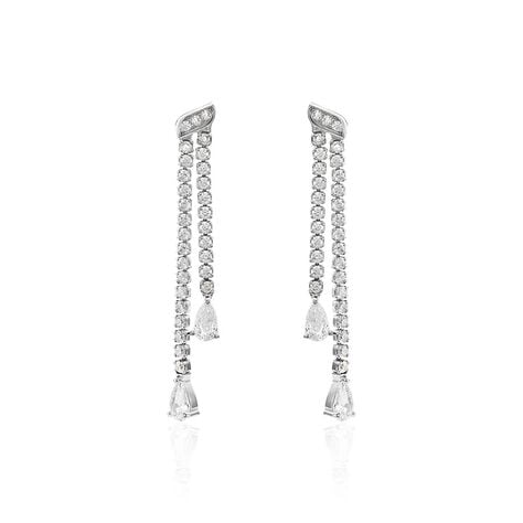 Boucles D'oreilles Pendantes Isalis Argent Blanc Oxyde De Zirconium - Pendantes Femme | Marc Orian